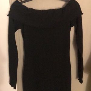off the shoulder black dress